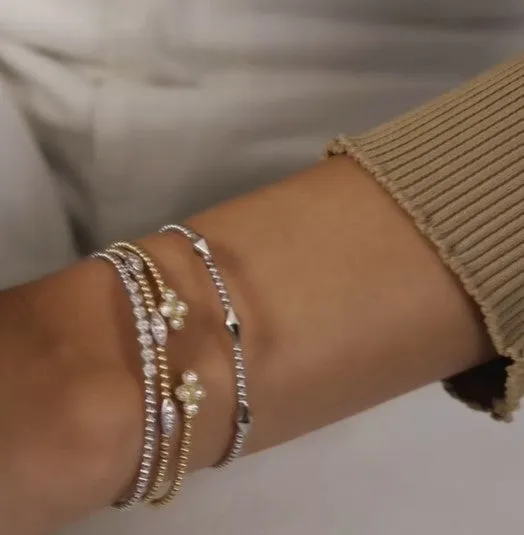 14K White Gold Bujukan Pyramid Stations Bangle