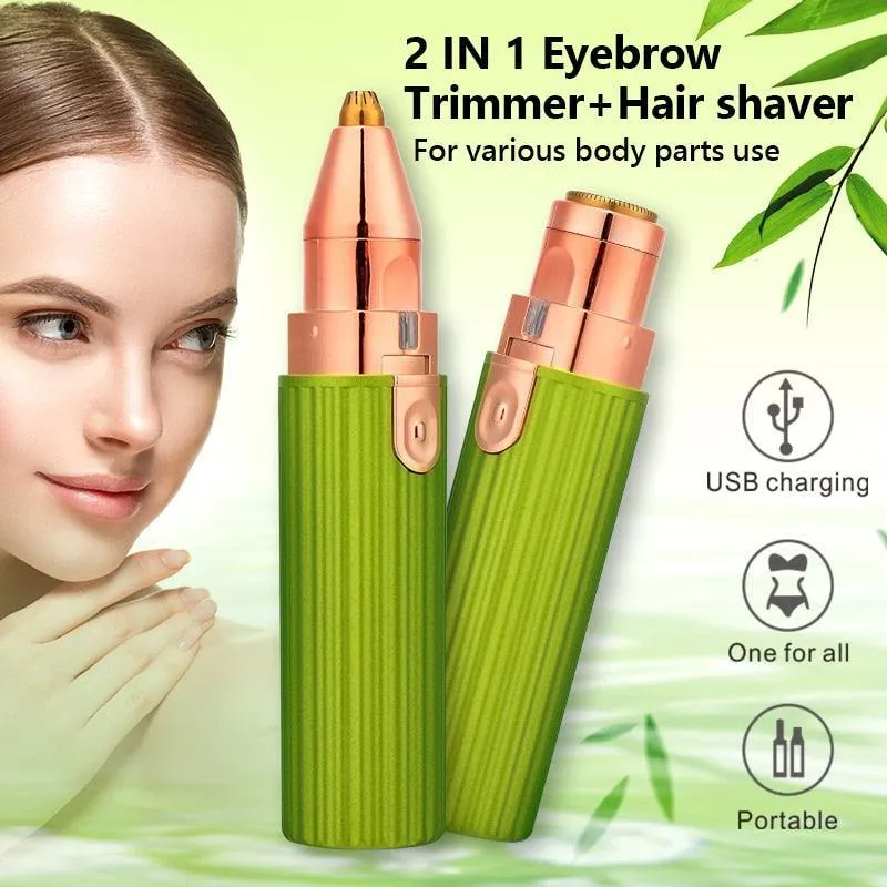 2 IN 1 Rechargeable Electric Eyebrow Trimmer Epilator Female Body