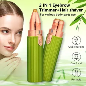 2 IN 1 Rechargeable Electric Eyebrow Trimmer Epilator Female Body