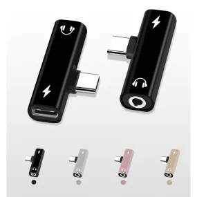 2 In 1 Type C To 3.5mm Jack Earphone Charging Converter USB Type-C Audio Adapter for Xiaomi 6 Huawei P10 Mate 20 Type C Phones