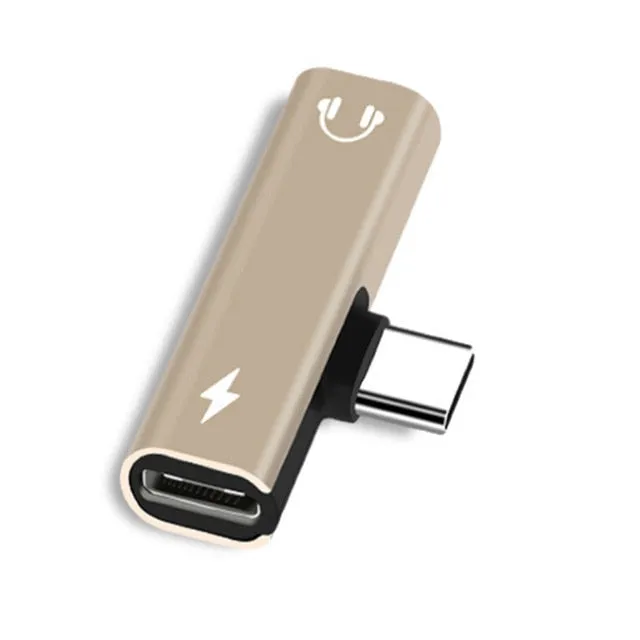 2 In 1 Type C To 3.5mm Jack Earphone Charging Converter USB Type-C Audio Adapter for Xiaomi 6 Huawei P10 Mate 20 Type C Phones