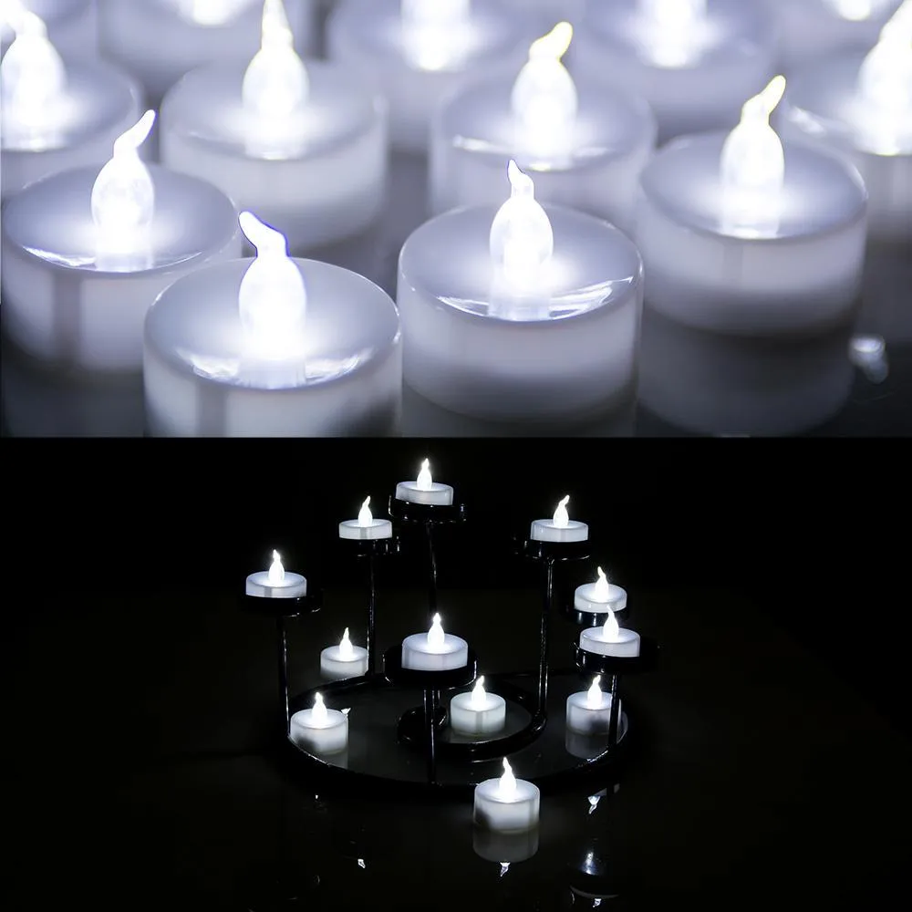 24-Pack: White LED Tealight Timer Candles Battery Operated Flameless Smokeless