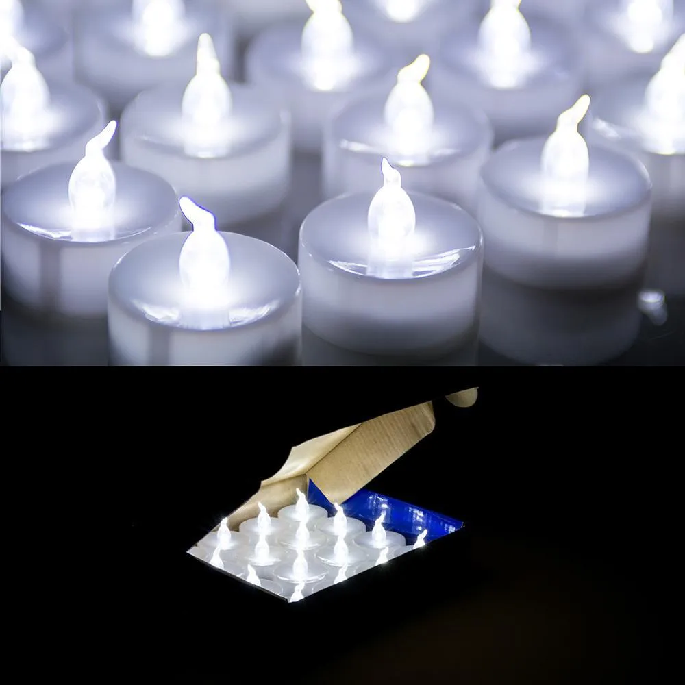 24-Pack: White LED Tealight Timer Candles Battery Operated Flameless Smokeless