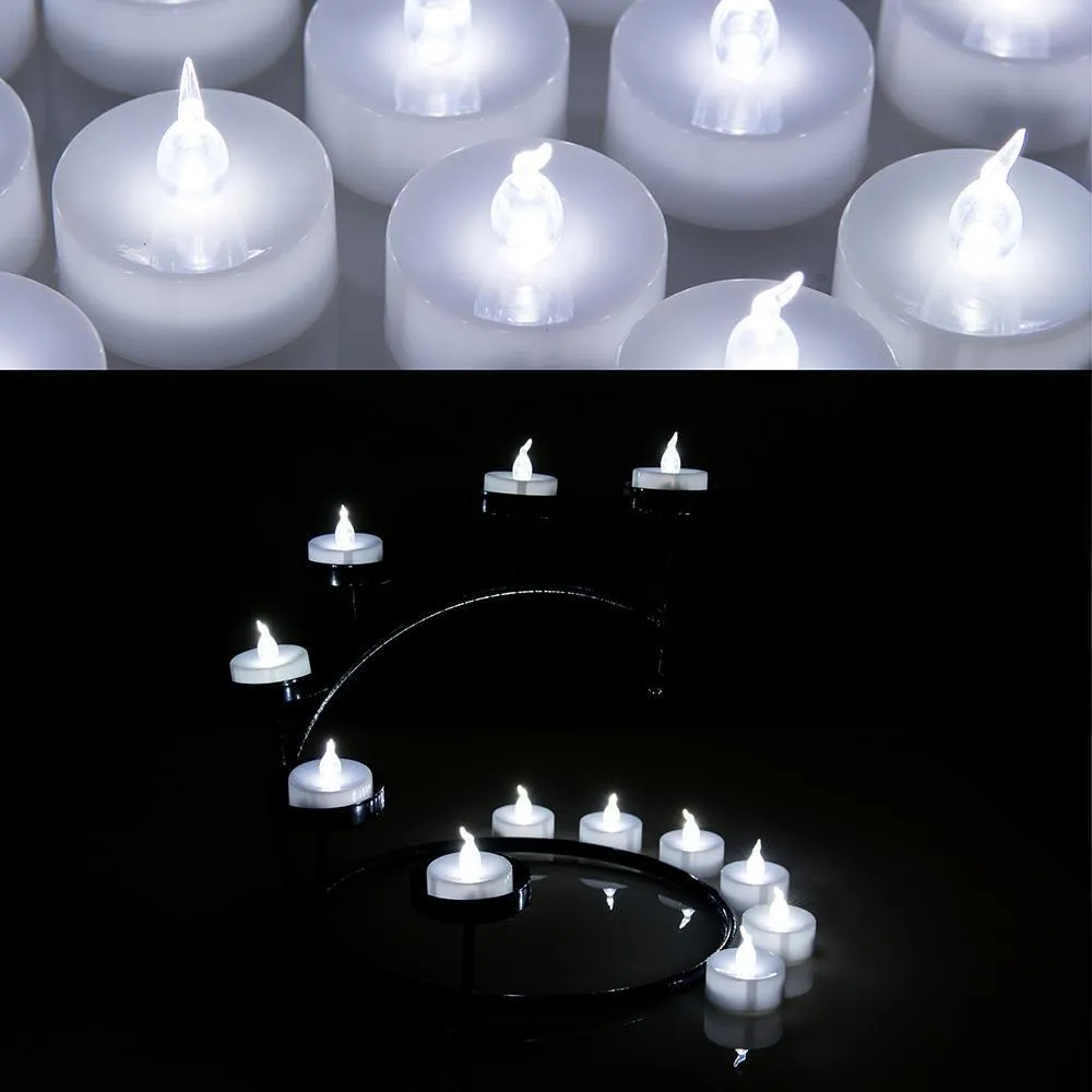24-Pack: White LED Tealight Timer Candles Battery Operated Flameless Smokeless