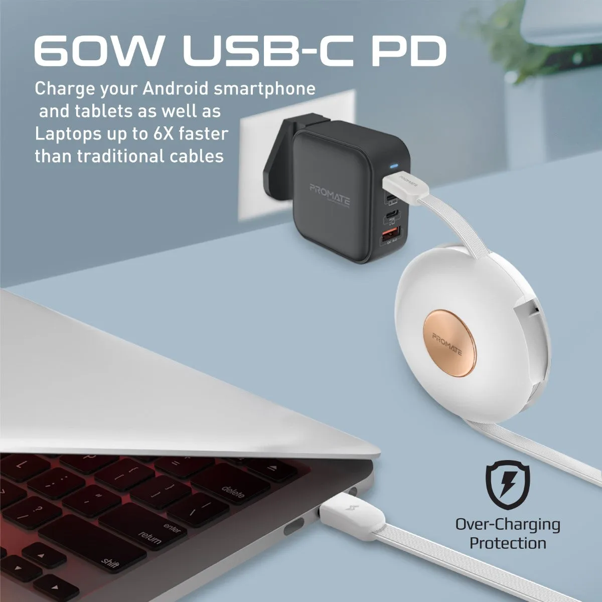 3-in-1 Retractable Magnetic Charging Cable