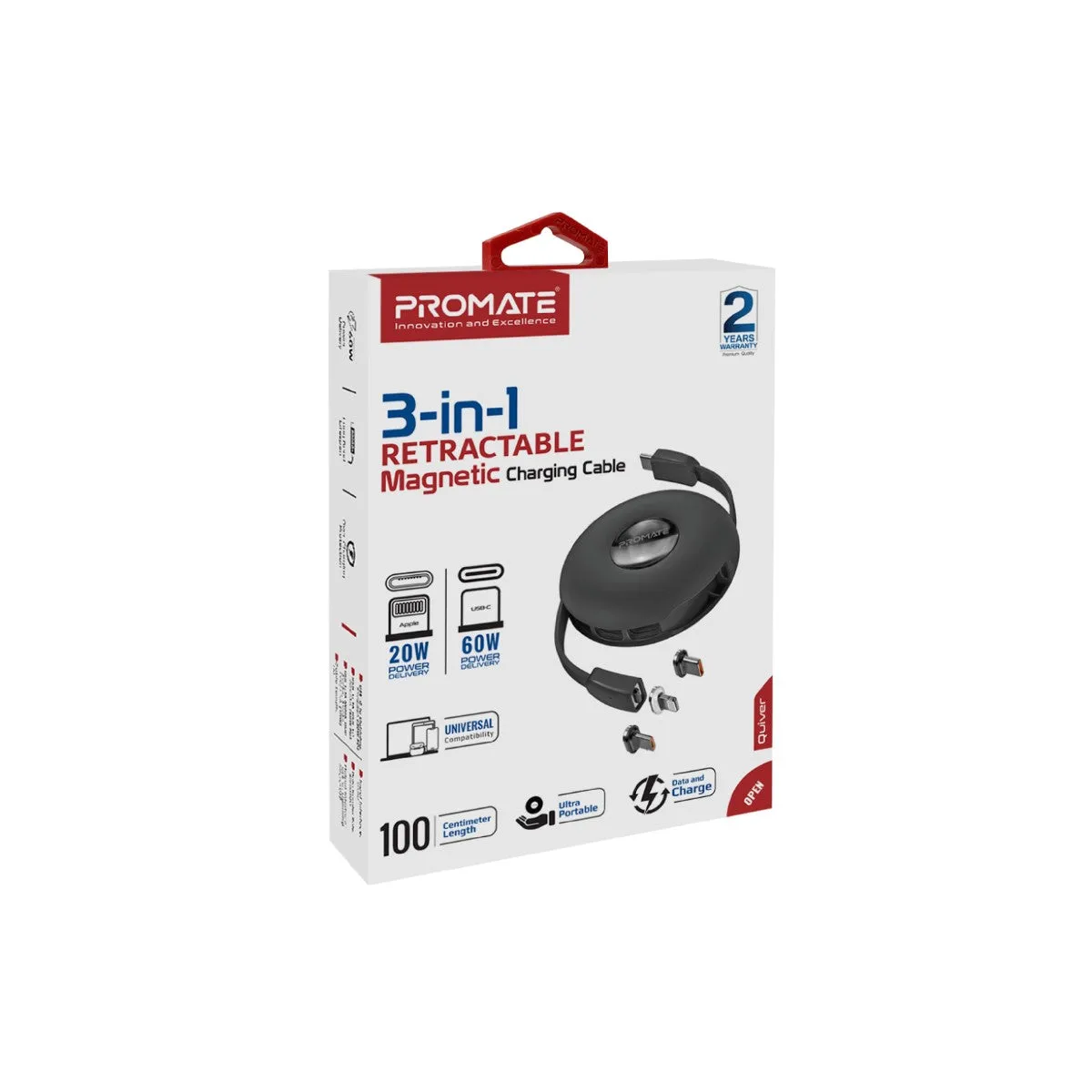 3-in-1 Retractable Magnetic Charging Cable