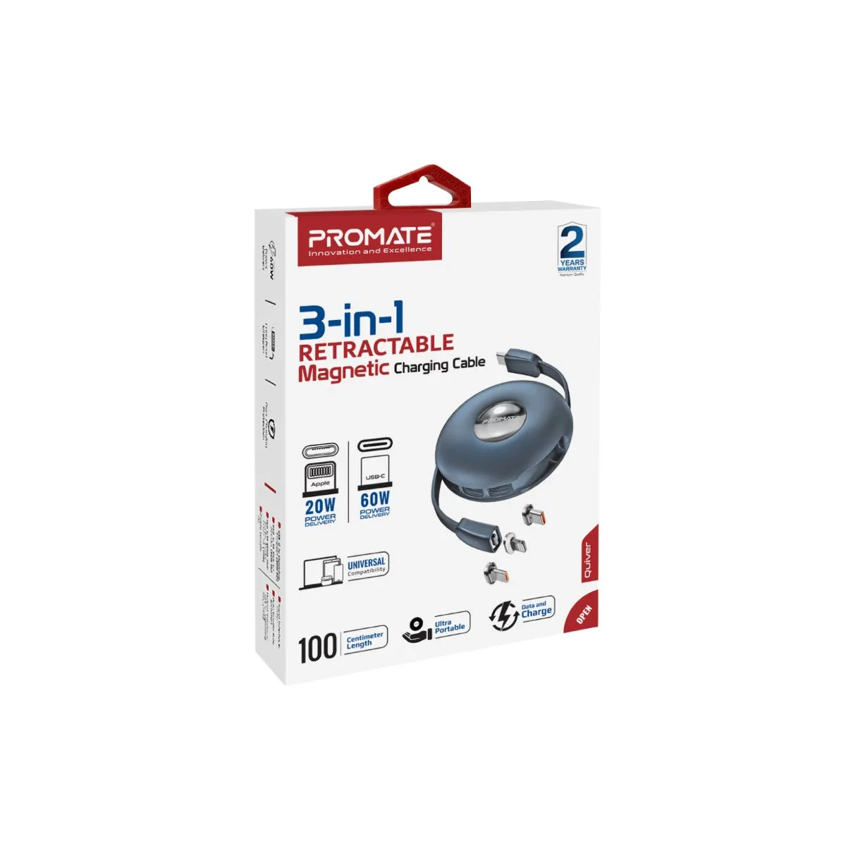 3-in-1 Retractable Magnetic Charging Cable