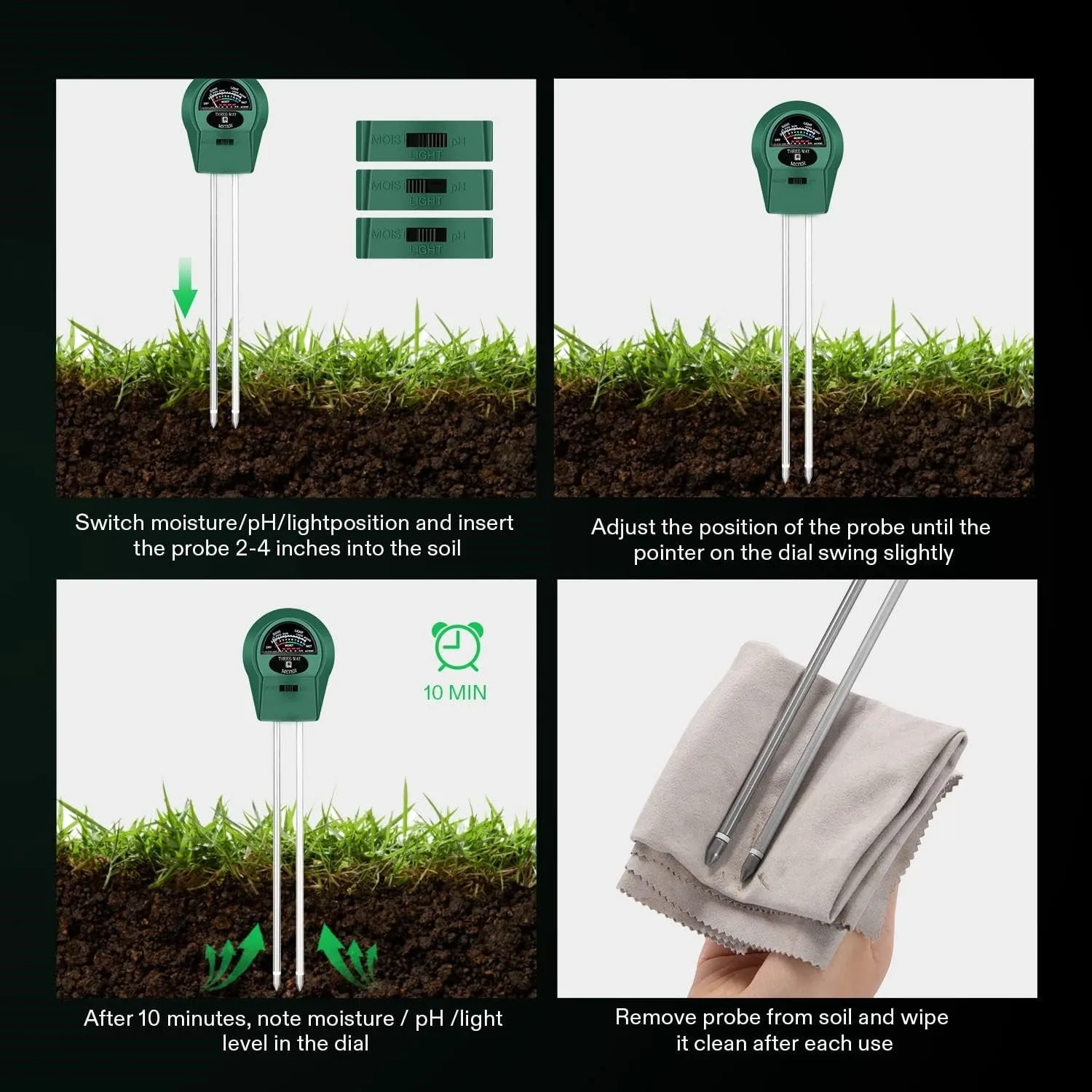 3-in-1 Soil Meter Plant Moisture Light PH Tester Gardening, Farming Indoor & Outdoor Use Bn-link