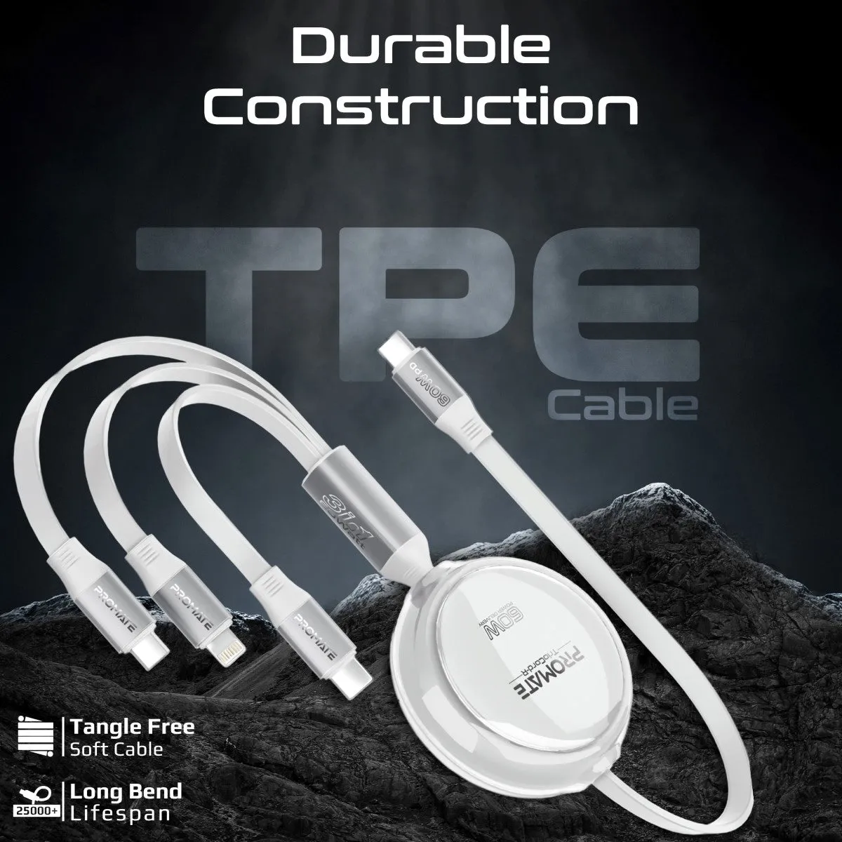 3-in-1 Ultra-Fast Retractable Multi-Connector Cable