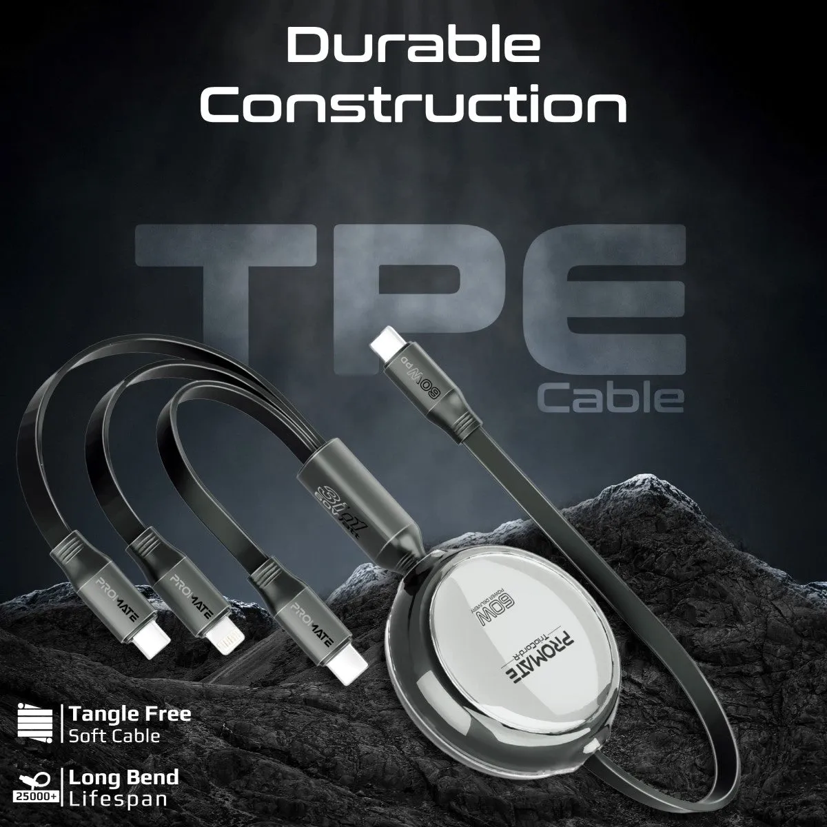 3-in-1 Ultra-Fast Retractable Multi-Connector Cable