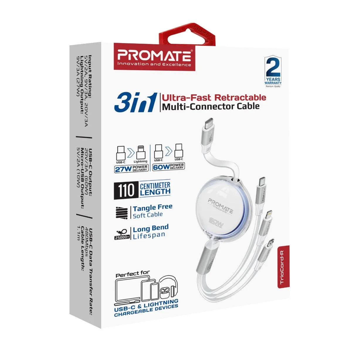 3-in-1 Ultra-Fast Retractable Multi-Connector Cable