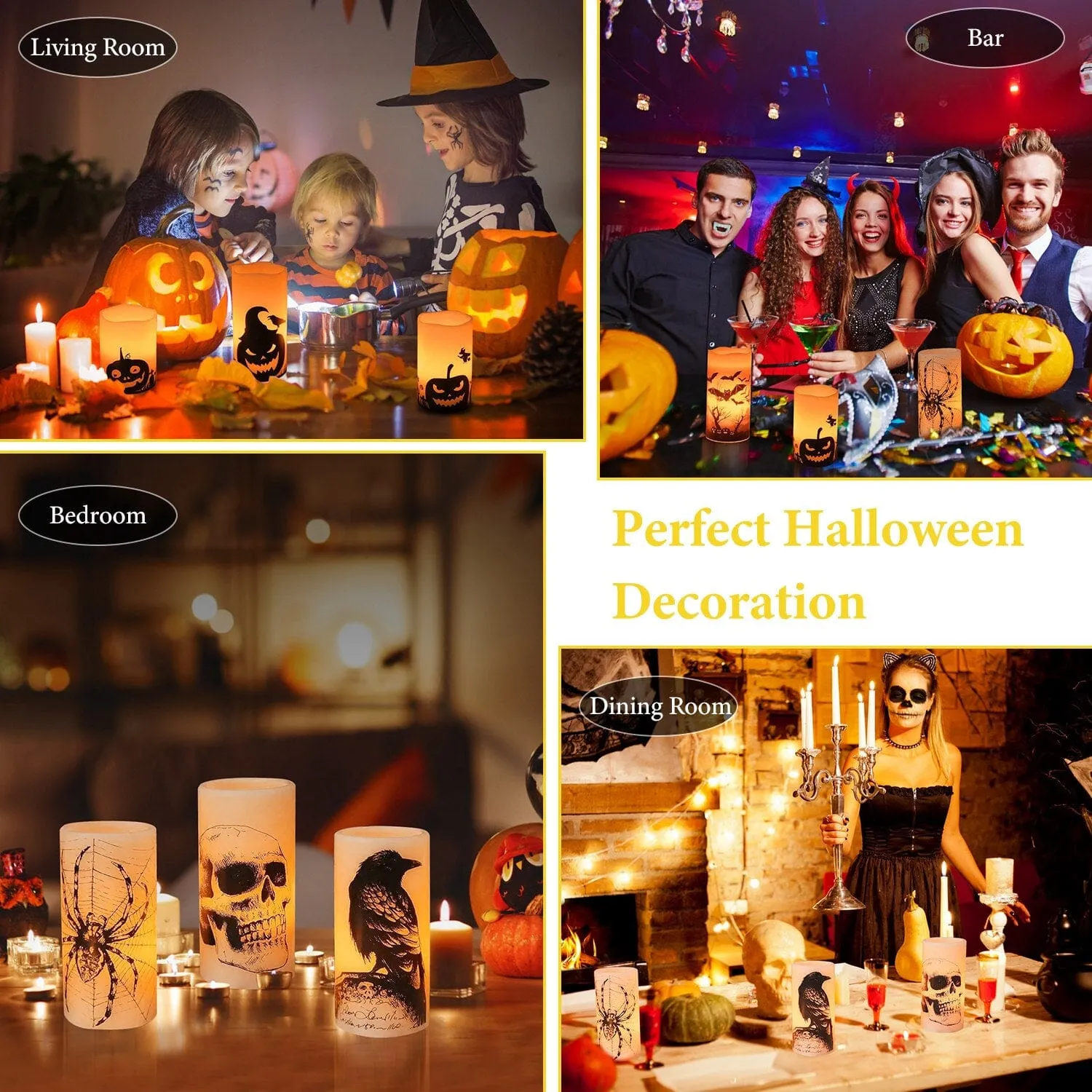 3-Pack: Halloween Battery Operated Flameless Candle Lamp with Timer Setting