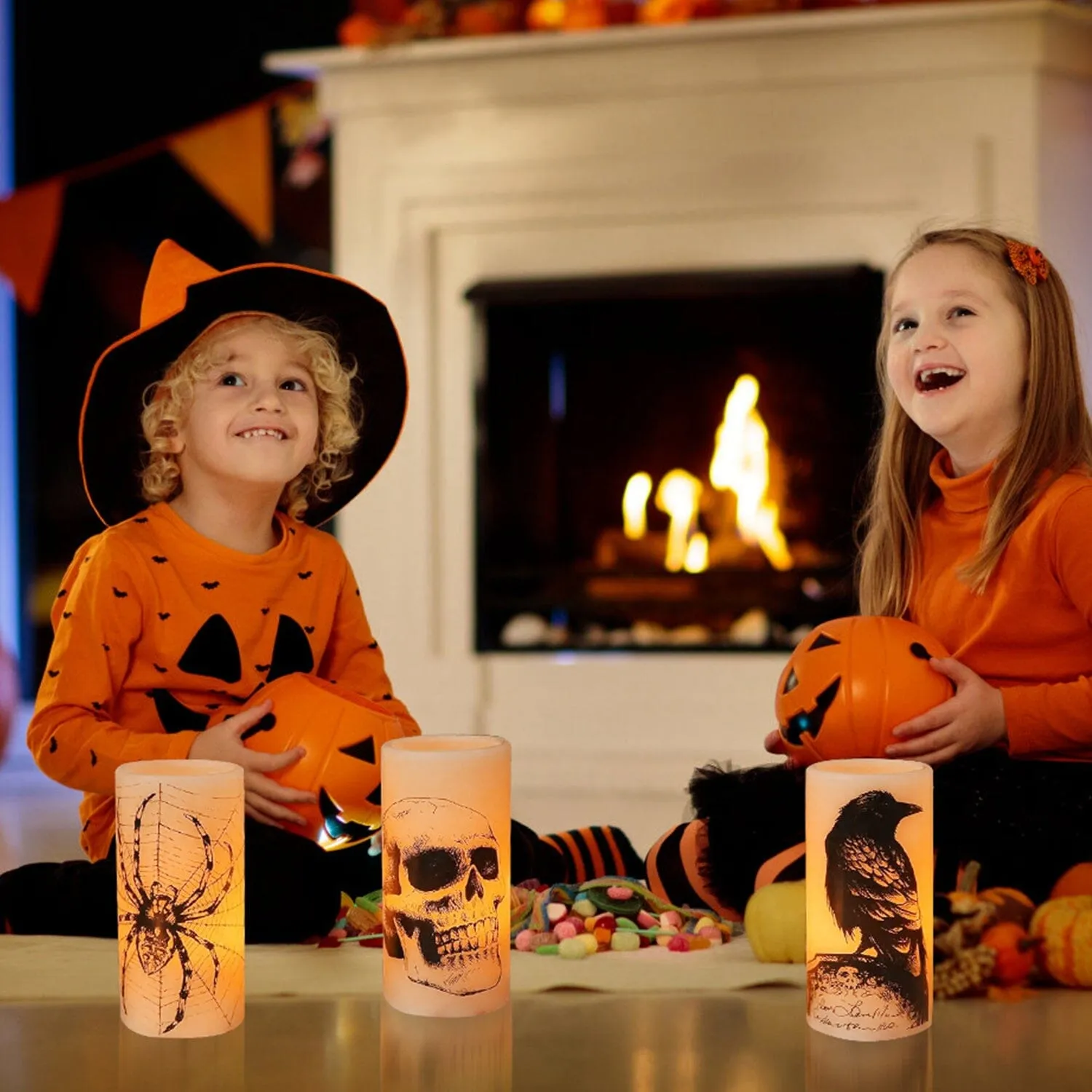 3-Pack: Halloween Battery Operated Flameless Candle Lamp with Timer Setting