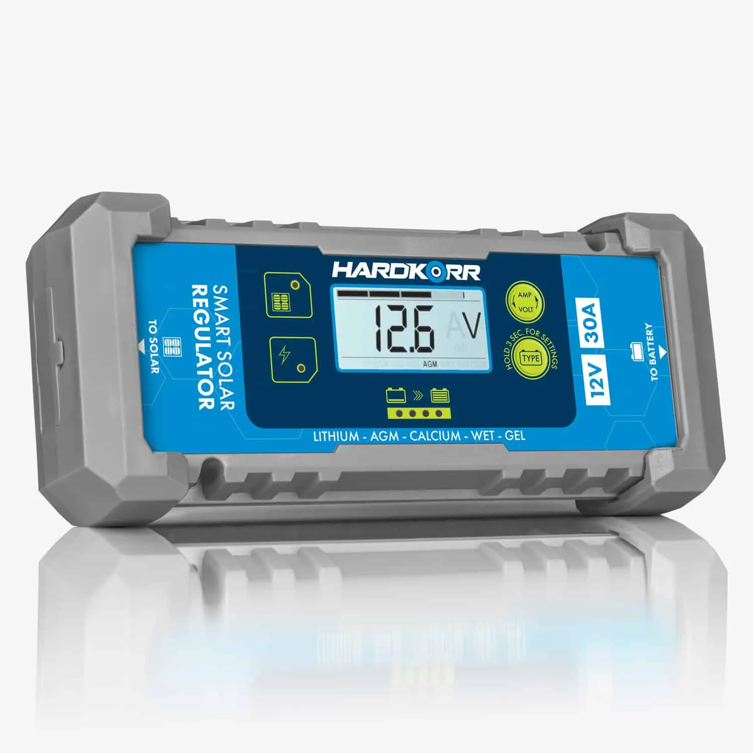 30A Waterproof Lithium-Compatible In-Line PWM Solar Regulator