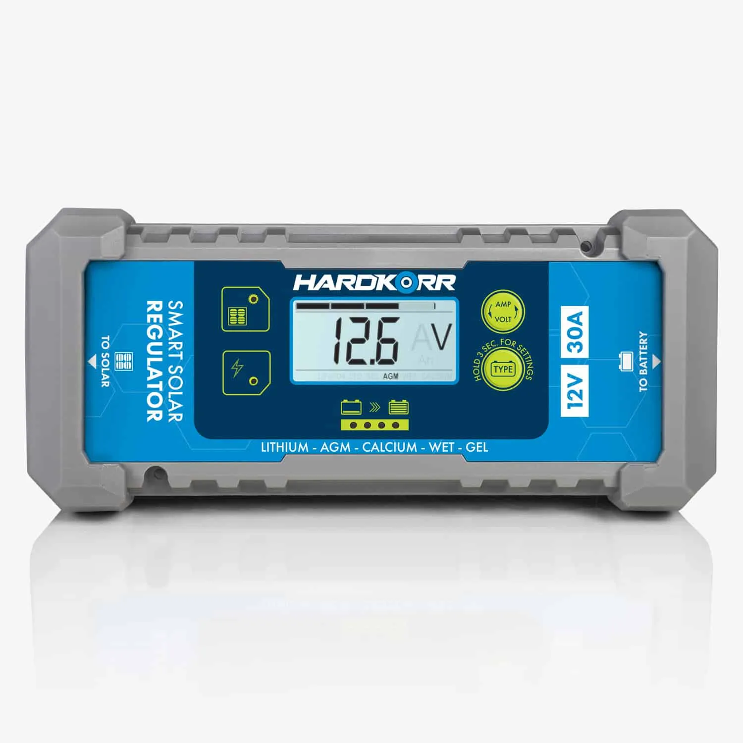 30A Waterproof Lithium-Compatible In-Line PWM Solar Regulator