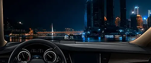 4.8 inch Head Up Display for 2019-2022 Tesla Model 3, Shows Door/Gear/ Battery Percent/Brake Warning Indicator and Low Battery Alarm