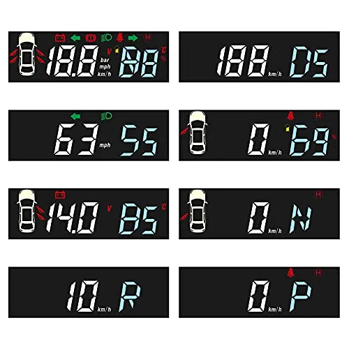 4.8 inch Head Up Display for 2019-2022 Tesla Model 3, Shows Door/Gear/ Battery Percent/Brake Warning Indicator and Low Battery Alarm