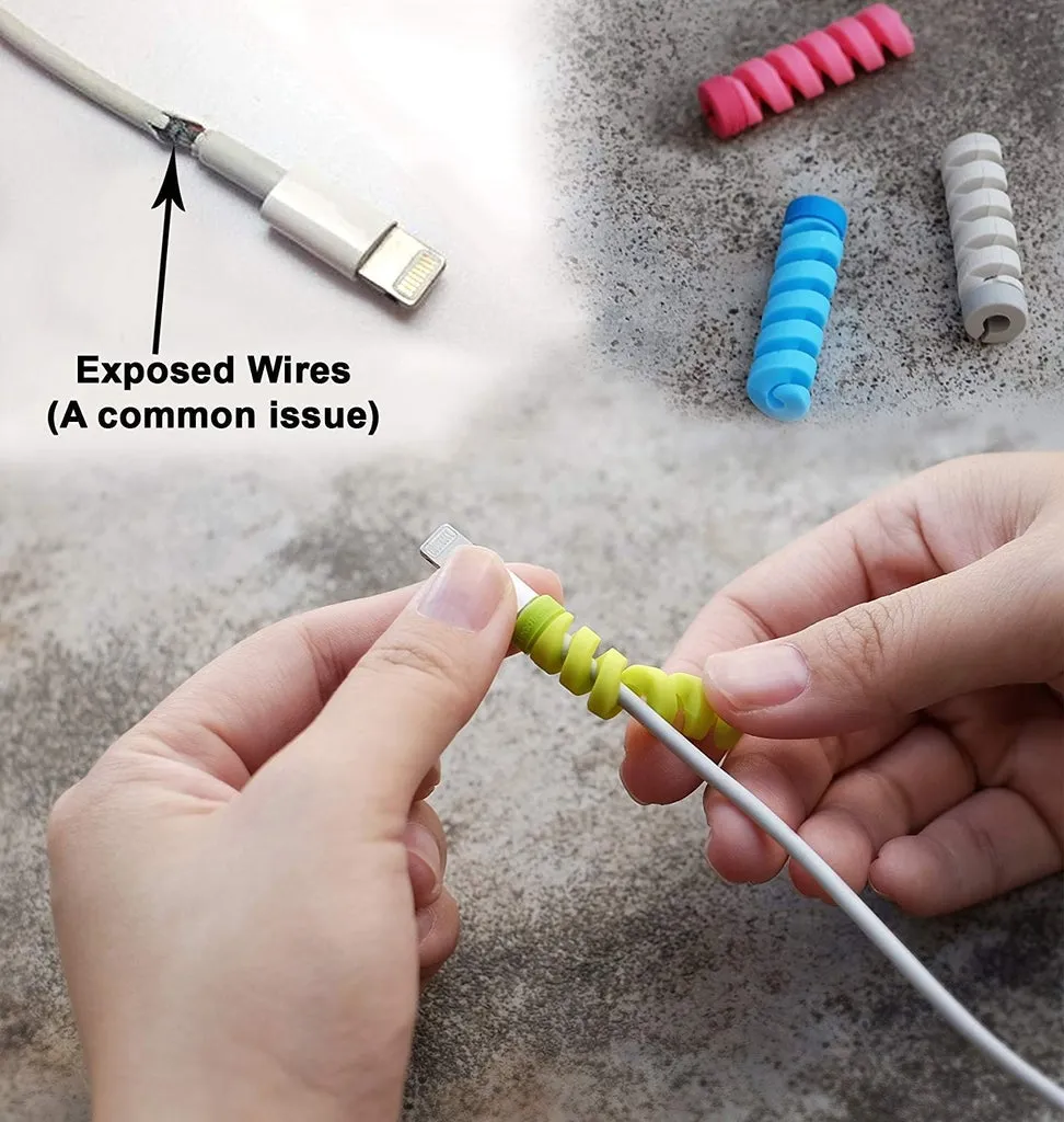 4pcs Spiral Charger Cable Protector Spring Data Wire Saver