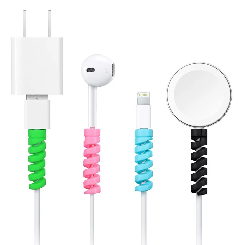 4pcs Spiral Charger Cable Protector Spring Data Wire Saver