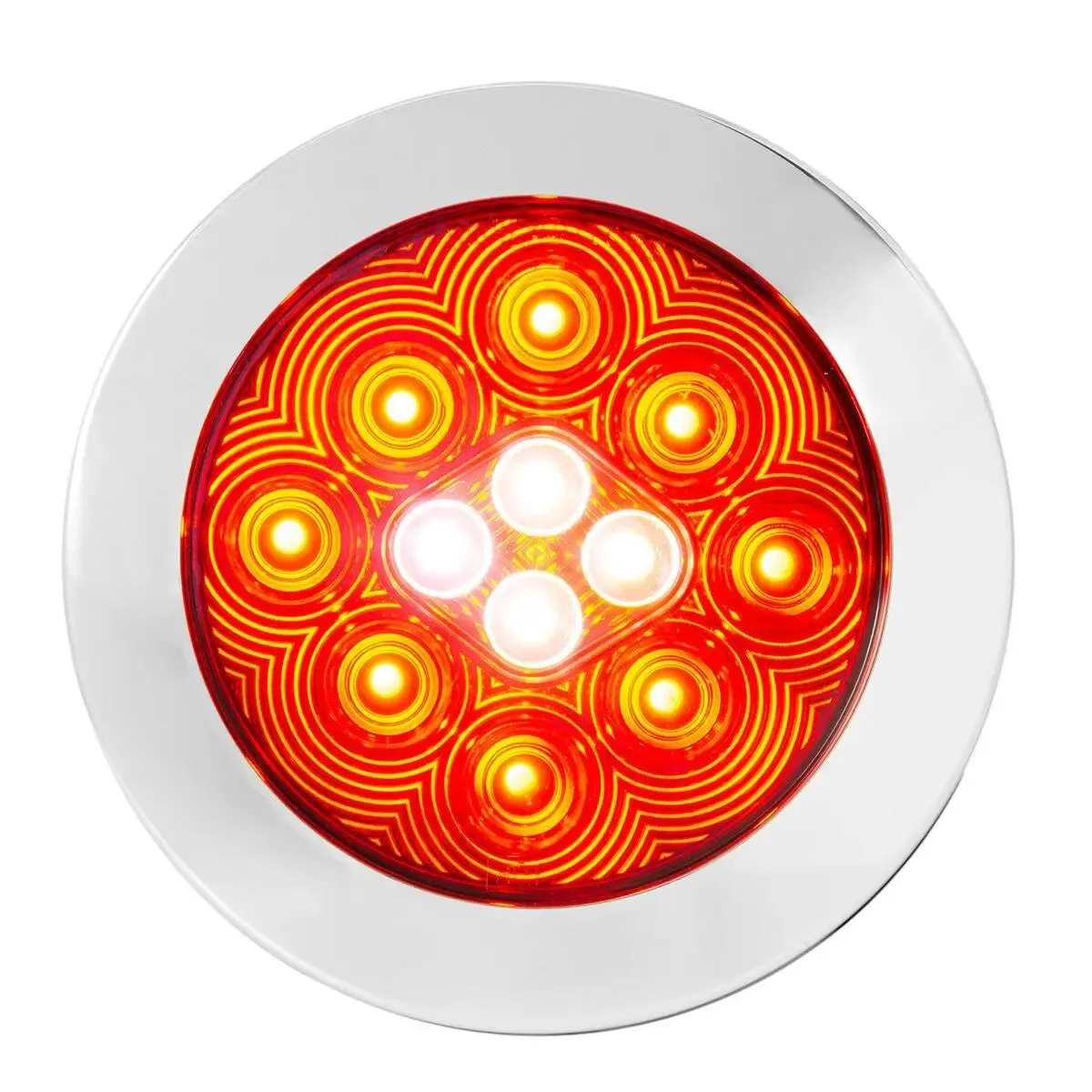 4" FLEET COMBO LED TAIL & BACKUP LIGHT 9 RED & 4 WHITE FLANGE W/CR. BEZEL