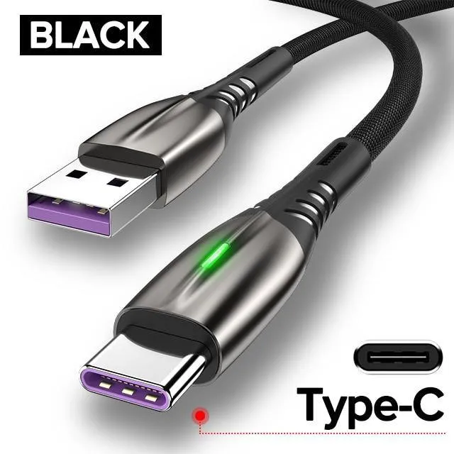 5A 2m Micro USB Type-C Cable LED Phone Charger Fast Charging