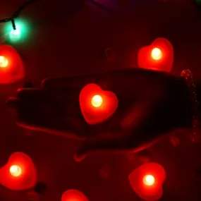 6631 Flameless Candles LED Heart Shape Tea Light Candles Multi Color Electrical Diya Candles Battery Operated Fake Candles for Gift / Home Decoration Diwali Navratri Lighting (Pack of 24)