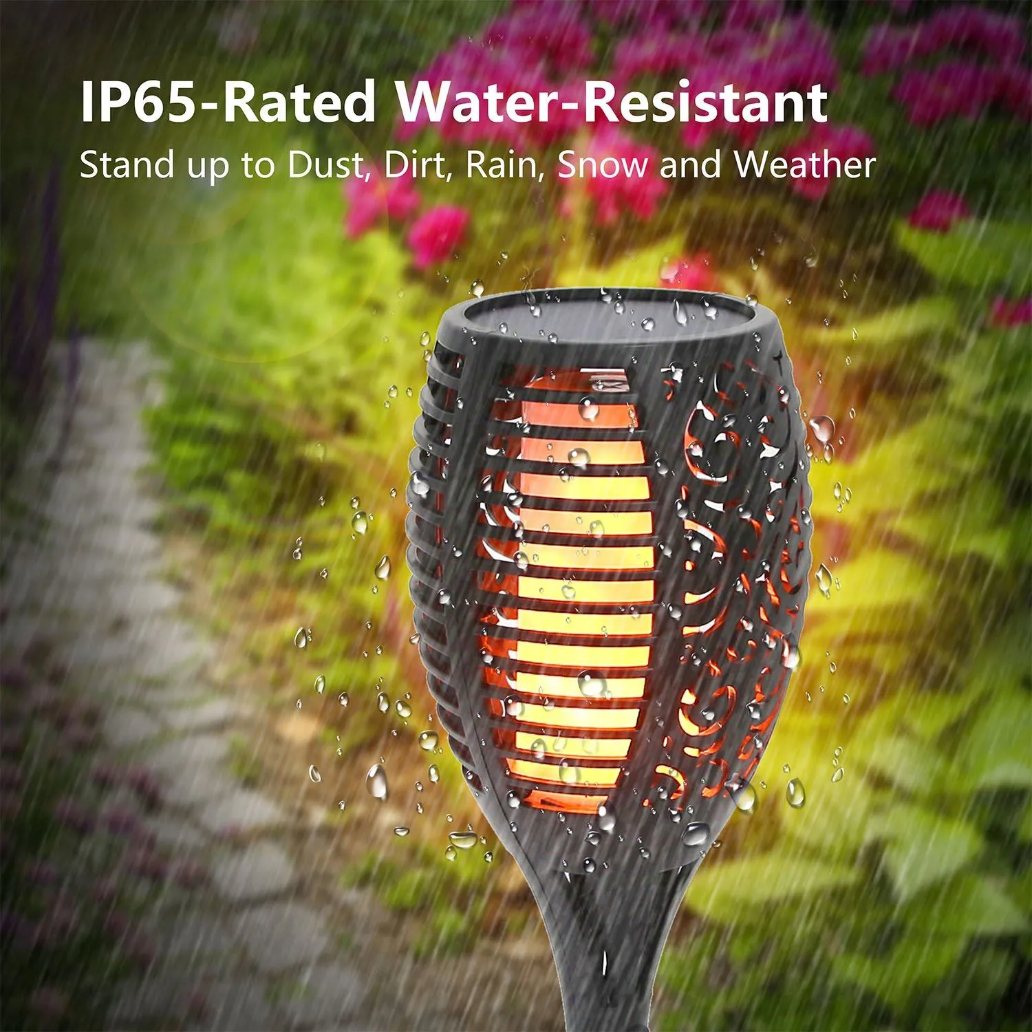 96 LEDs Solar Flame Torch Light