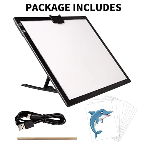 A4 Rechargeable Light Box, iVAOOZE Wireless Magnetic Tracing Light Pad, 5 Levels Brightness Light Table, Cordless Battery Powered Light Drawing Board for Diamond Painting Cricut Weeding Vinyl (White)
