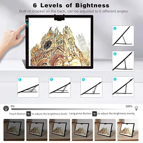 A4 Rechargeable Light Box, iVAOOZE Wireless Magnetic Tracing Light Pad, 5 Levels Brightness Light Table, Cordless Battery Powered Light Drawing Board for Diamond Painting Cricut Weeding Vinyl (White)