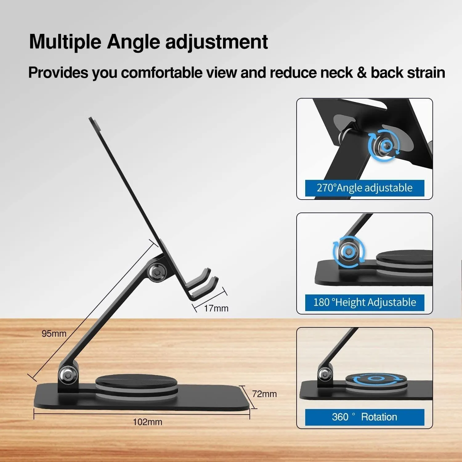 Aara Internationals 360° Rotating Cell Phone Stand Adjustable Foldable Desktop Phone Holder iPhone Stand Compatible with All iPhone iPad Tablet 4-10'' Office Desk Accessories(multicolour)