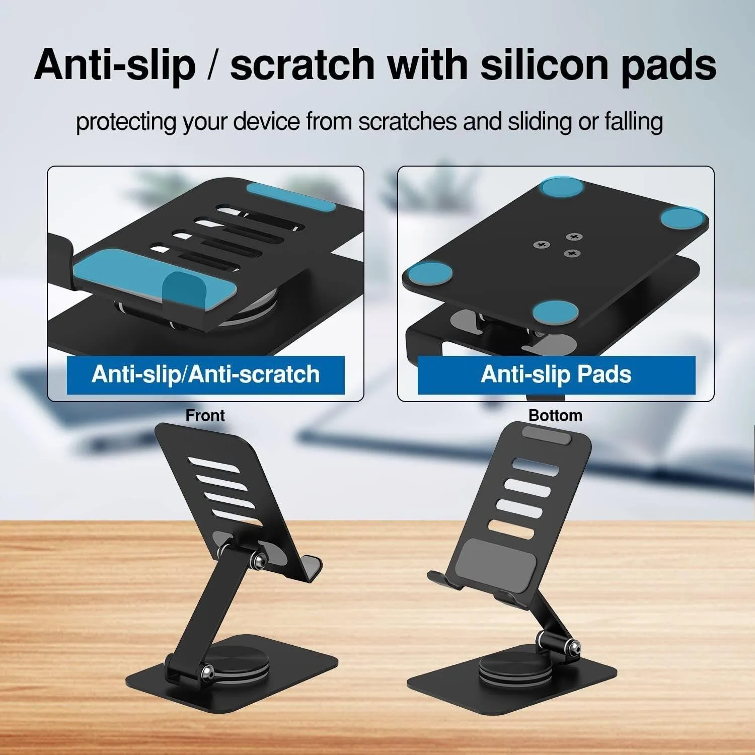 Aara Internationals 360° Rotating Cell Phone Stand Adjustable Foldable Desktop Phone Holder iPhone Stand Compatible with All iPhone iPad Tablet 4-10'' Office Desk Accessories(multicolour)