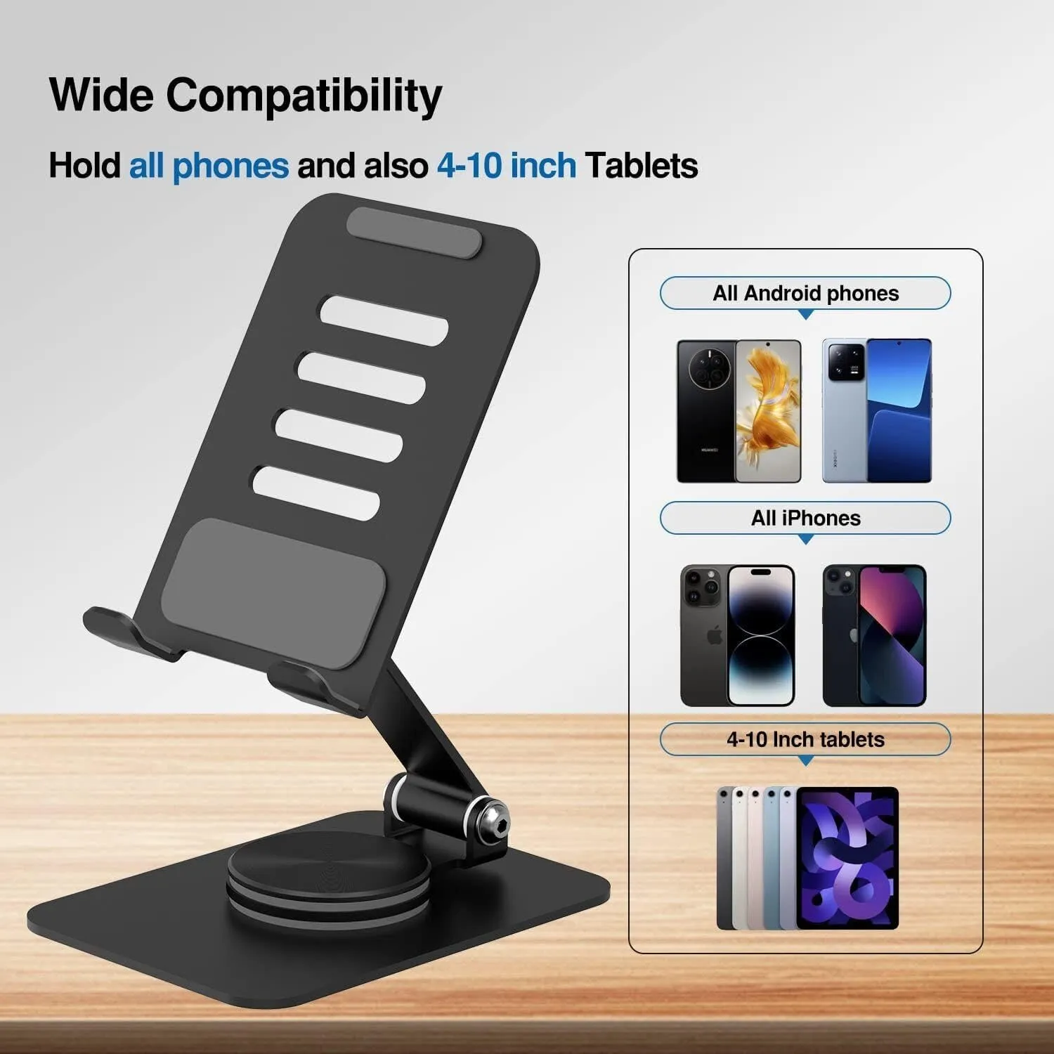 Aara Internationals 360° Rotating Cell Phone Stand Adjustable Foldable Desktop Phone Holder iPhone Stand Compatible with All iPhone iPad Tablet 4-10'' Office Desk Accessories(multicolour)