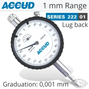 ACCUD DIAL INDICATOR 1MM 0.001MM GRAD. LUG BACK AC222-001-01