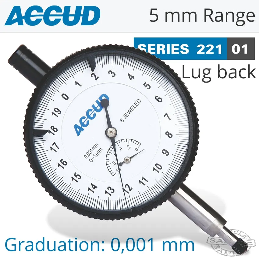 ACCUD DIAL INDICATOR 5MM 0.001MM GRAD. LUG&FLAT BACK AC221-005-01