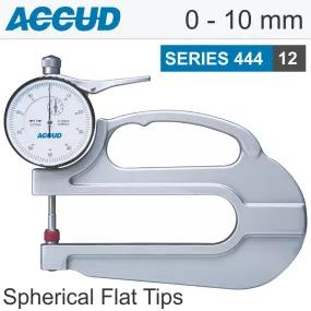 ACCUD THICKNESS GAUGE 10MM 0.02MM ACC. LARGE DEPTH STEEL ANVIL 0.01MM GRAD. AC444-010-12