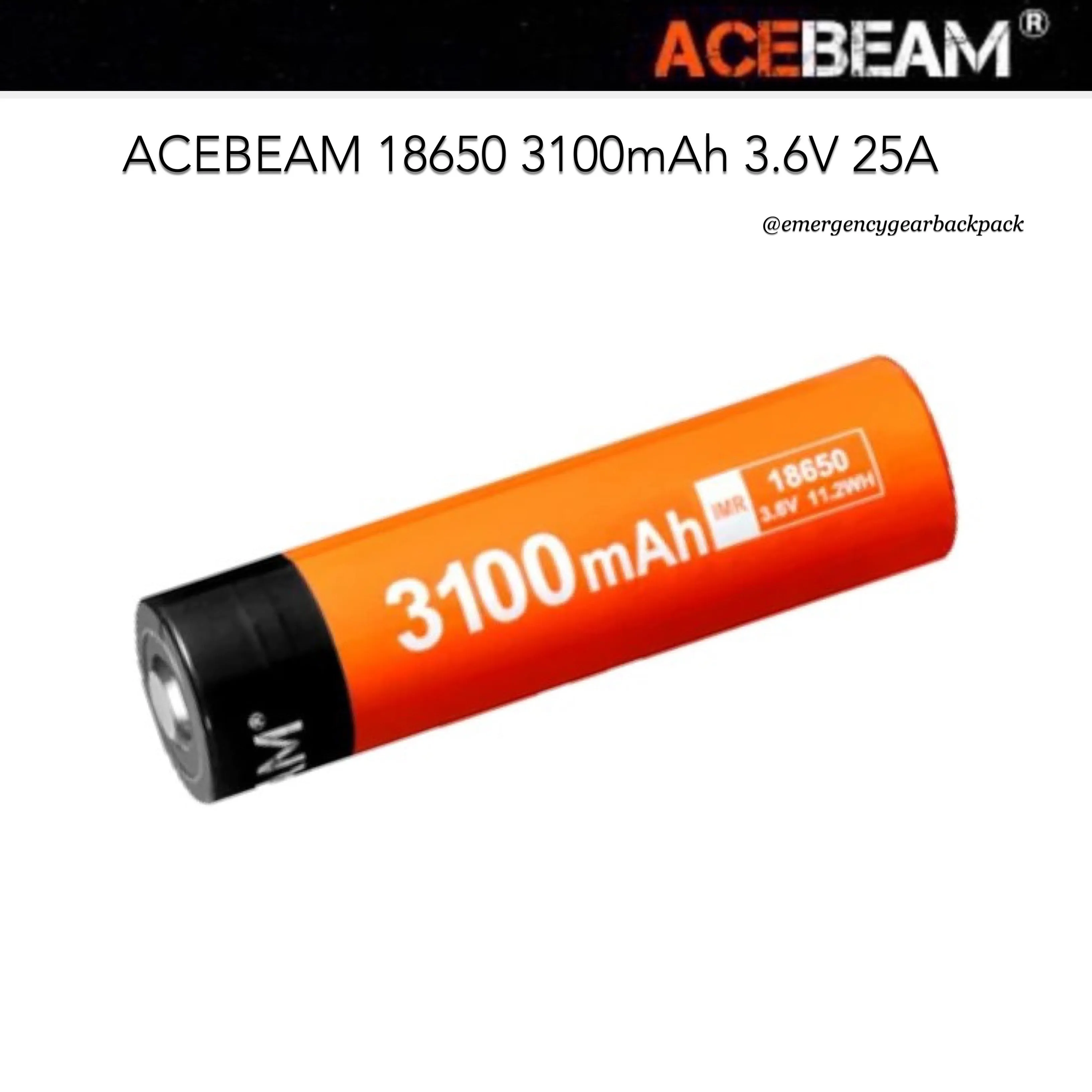 ACEBEAM LIR18650 3100mAh 3.6V 20A High-drain Li-ion Rechargeable Battery