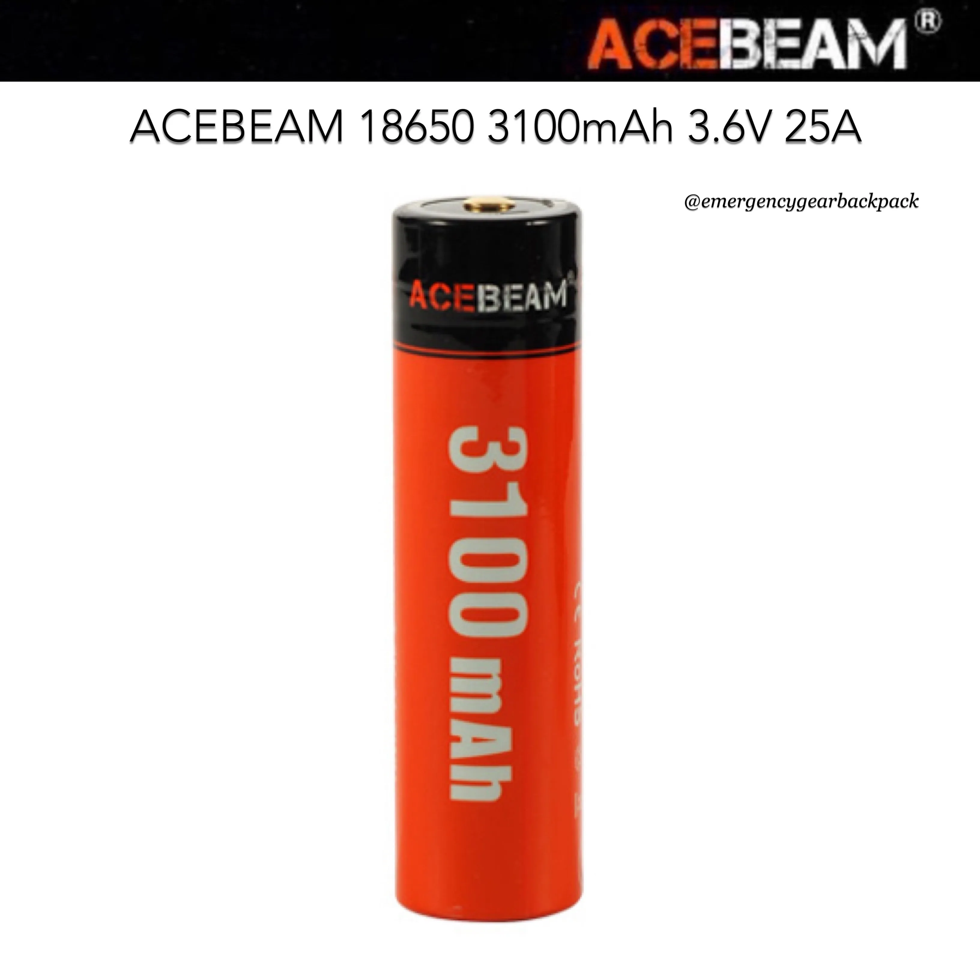 ACEBEAM LIR18650 3100mAh 3.6V 20A High-drain Li-ion Rechargeable Battery