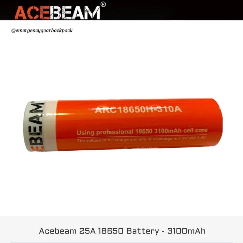 ACEBEAM LIR18650 3100mAh 3.6V 20A High-drain Li-ion Rechargeable Battery