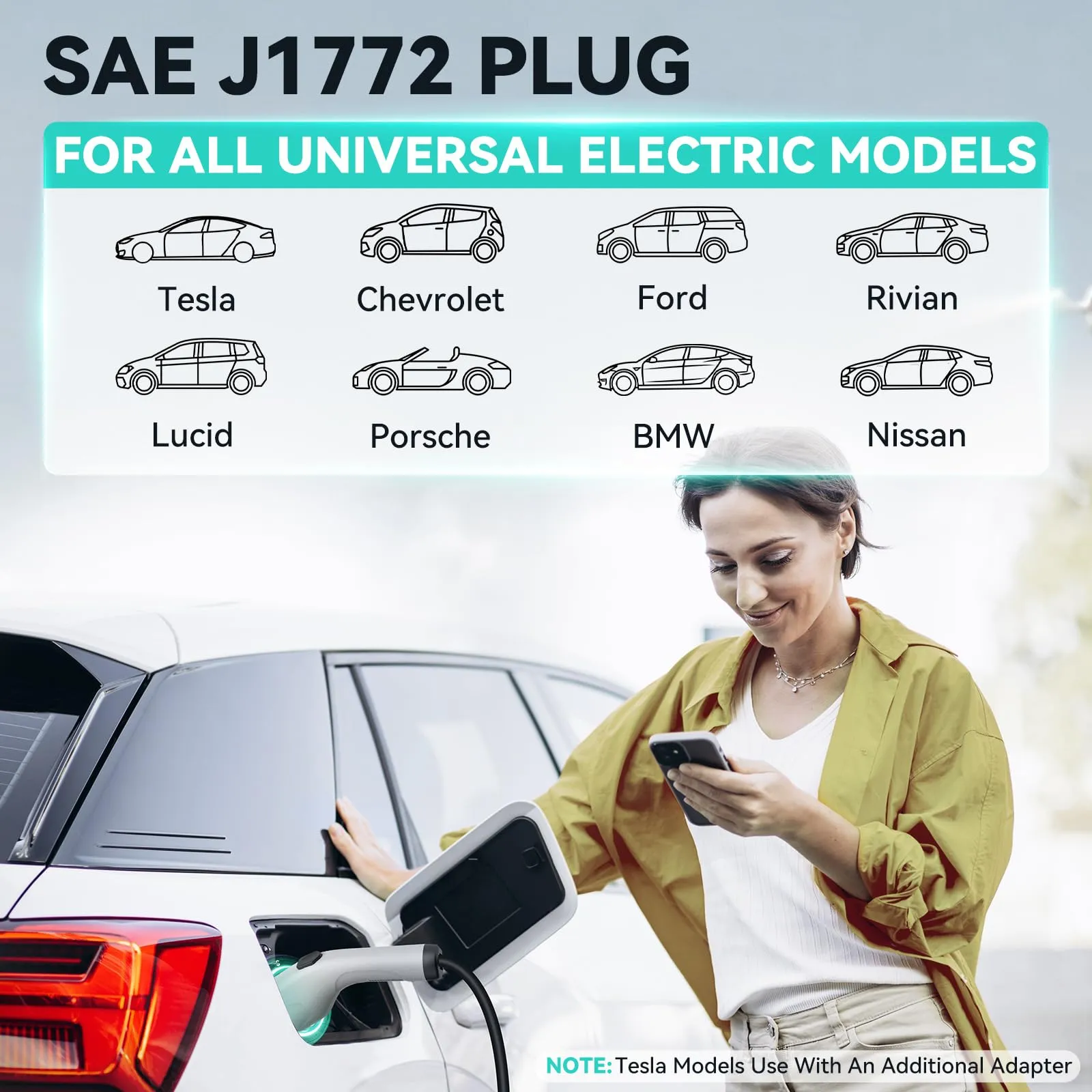 Andeman Level 2 EV Charger 32Amp,7.68KW Electric Vehicle Charger Portable 240V,SAE-J1772 and NEMA 14-50 Plug, Scheduled Charging,Adjustable Current,Smart APP, 25 FT Cable for EV and Hybrid Vehicles
