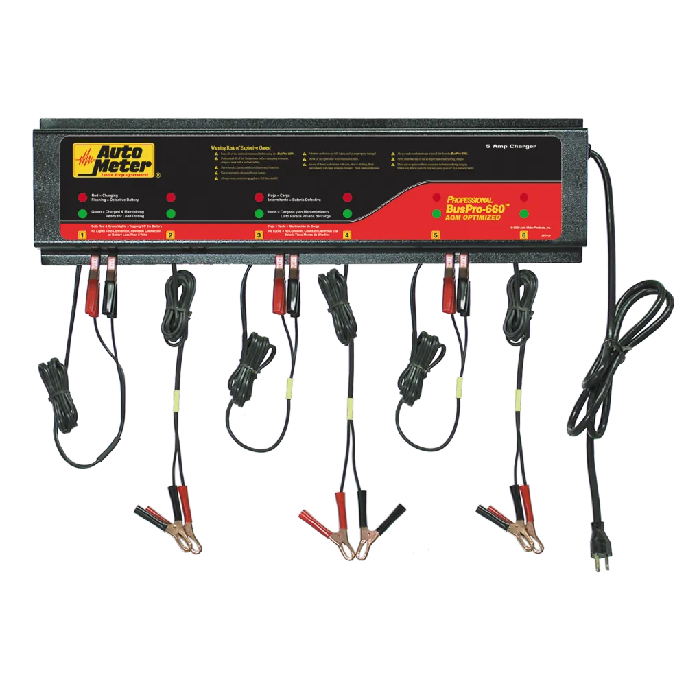 AutoMeter BUSPRO-660 BUSPRO-660; AGM Optimized Smart Battery Charger-6 Channel; 120v 5 amp