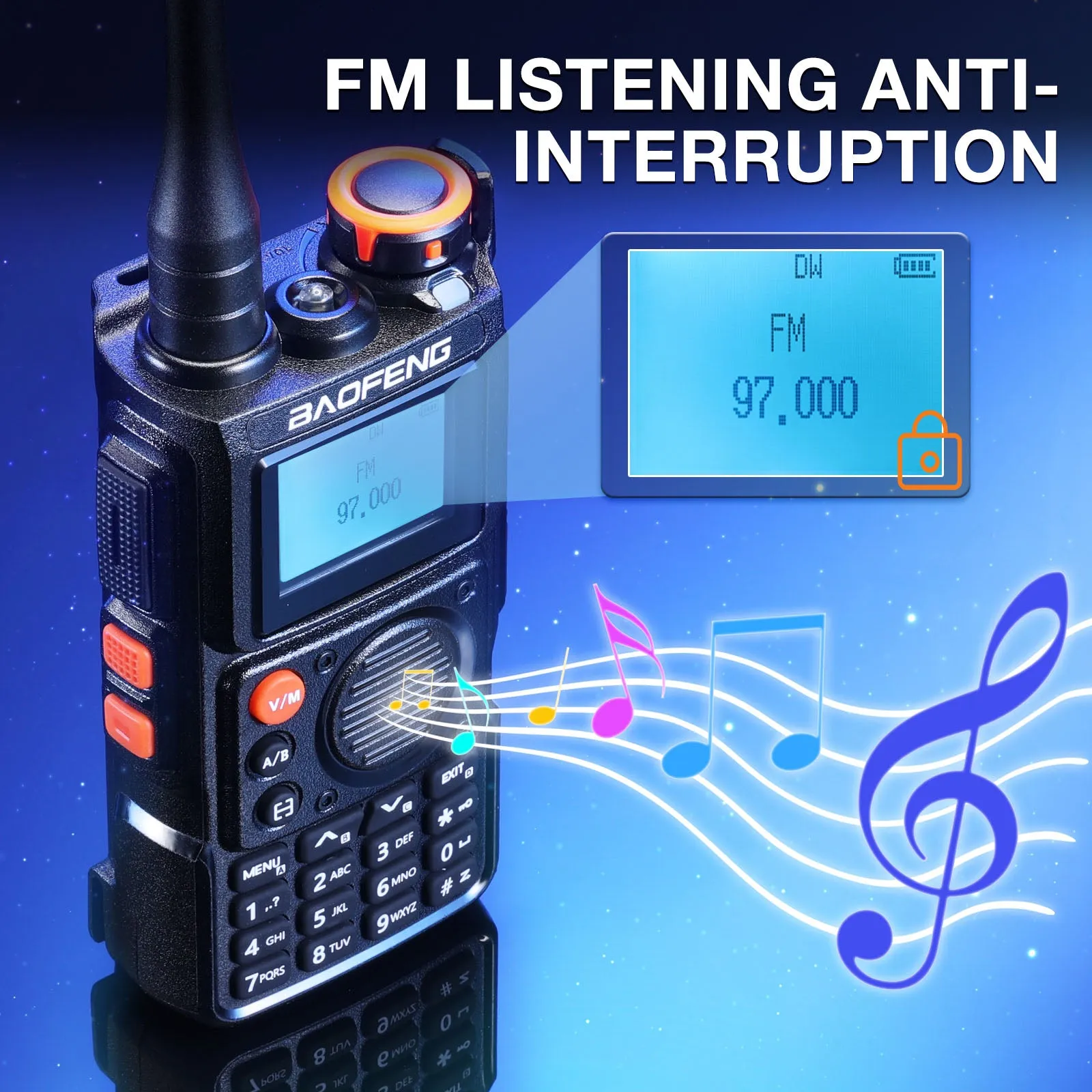 Baofeng K6 Tri-Band Radio | 6W | 999 CH | UHF/VHF/1.25M/NOAA/FM/Air Receiver |  Reverse Repeater Freq | 2600mAh Type-C Battery