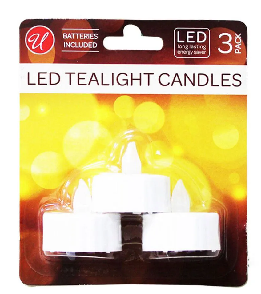 Battery Operated LED Flameless Tea Light Candles w/ Timer Long Lasting (2 Pack)