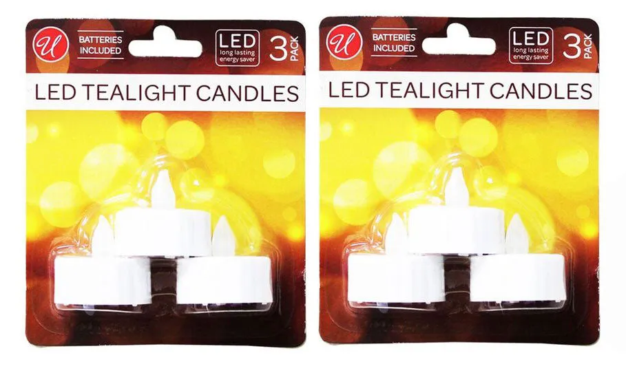 Battery Operated LED Flameless Tea Light Candles w/ Timer Long Lasting (2 Pack)