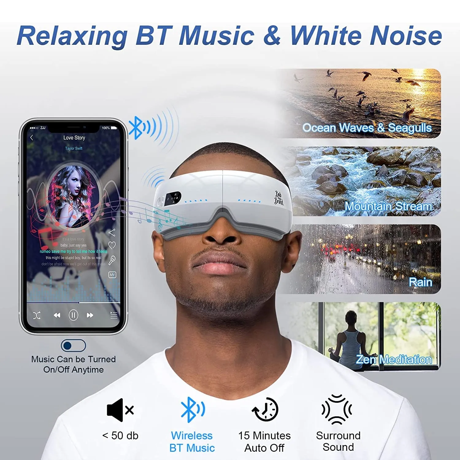 Bob and Brad Smart Eye Massager with Heat and White Noise