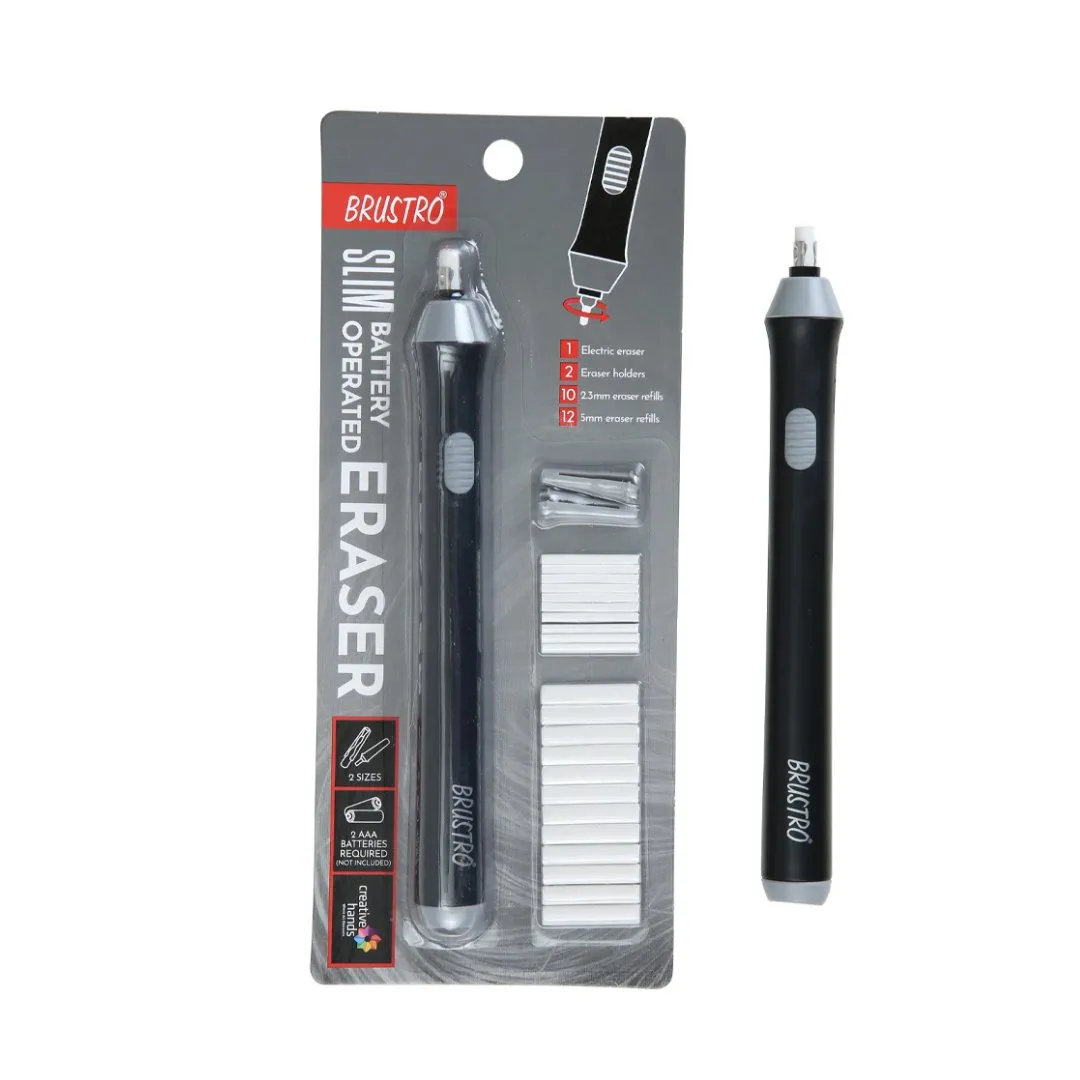Brustro Slim Battery Operated Automatic Eraser, with 22 Refills and 2 Eraser Holders