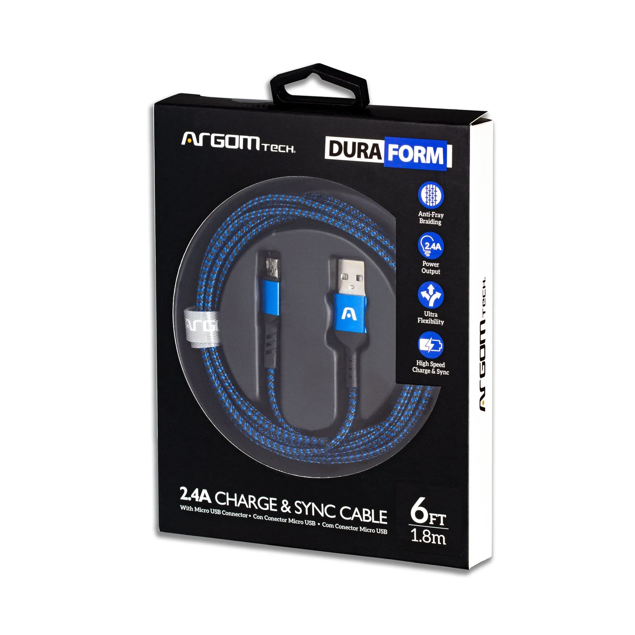 CABLE MICRO USB TO USB 2.0 NYLON BRAIDED DURA FORM