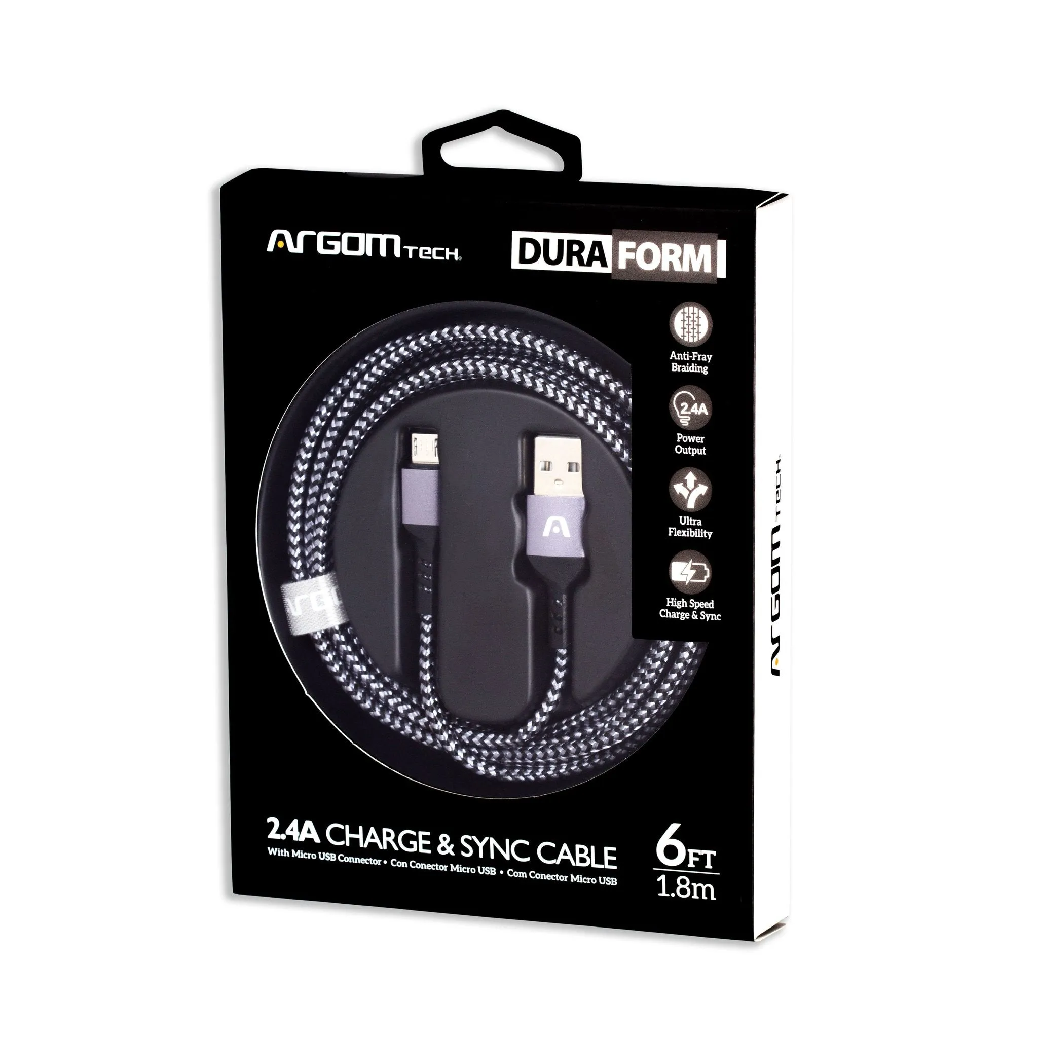 CABLE MICRO USB TO USB 2.0 NYLON BRAIDED DURA FORM