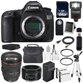 Canon EOS 5DS R DSLR Camera (International Model) 0582C002   Canon EF 24-70mm f/4L is USM Lens   EF 50mm f/1.8 STM Lens Advanced Bundle