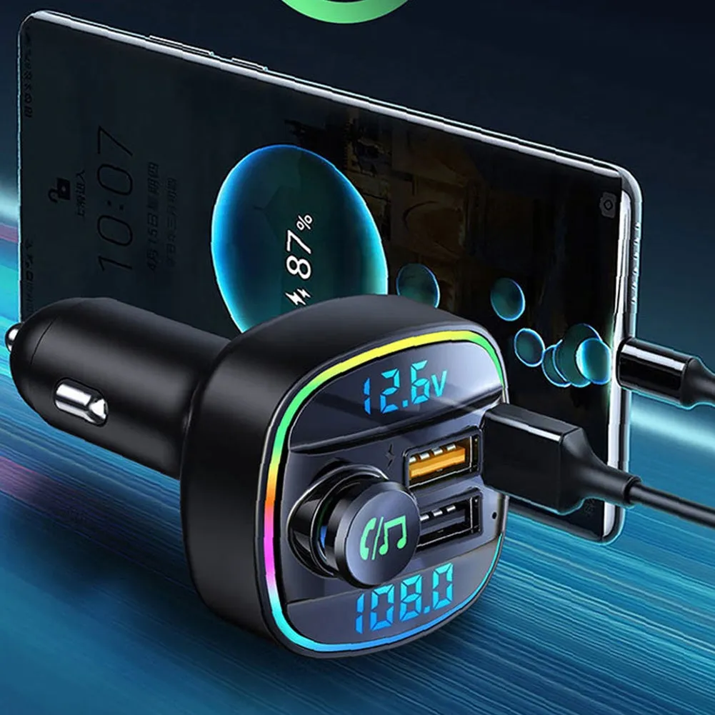 Car Fm Transmitter Bluetooth-compatible Handsfree Calling