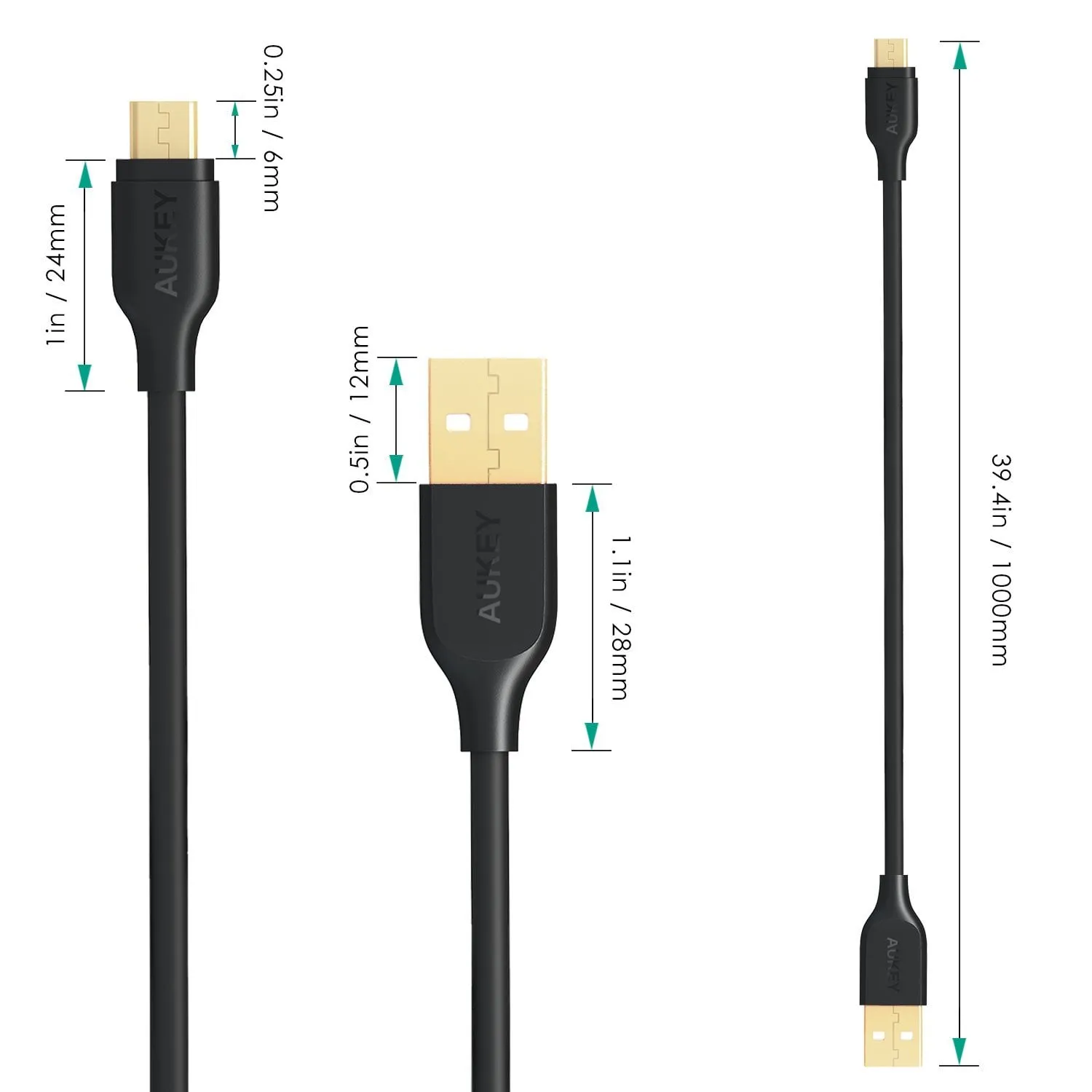 CB-MD1X3 Gold-plated Reinforced Qualcomm Quick Charge Micro USB Cable (1M X 3pcs)